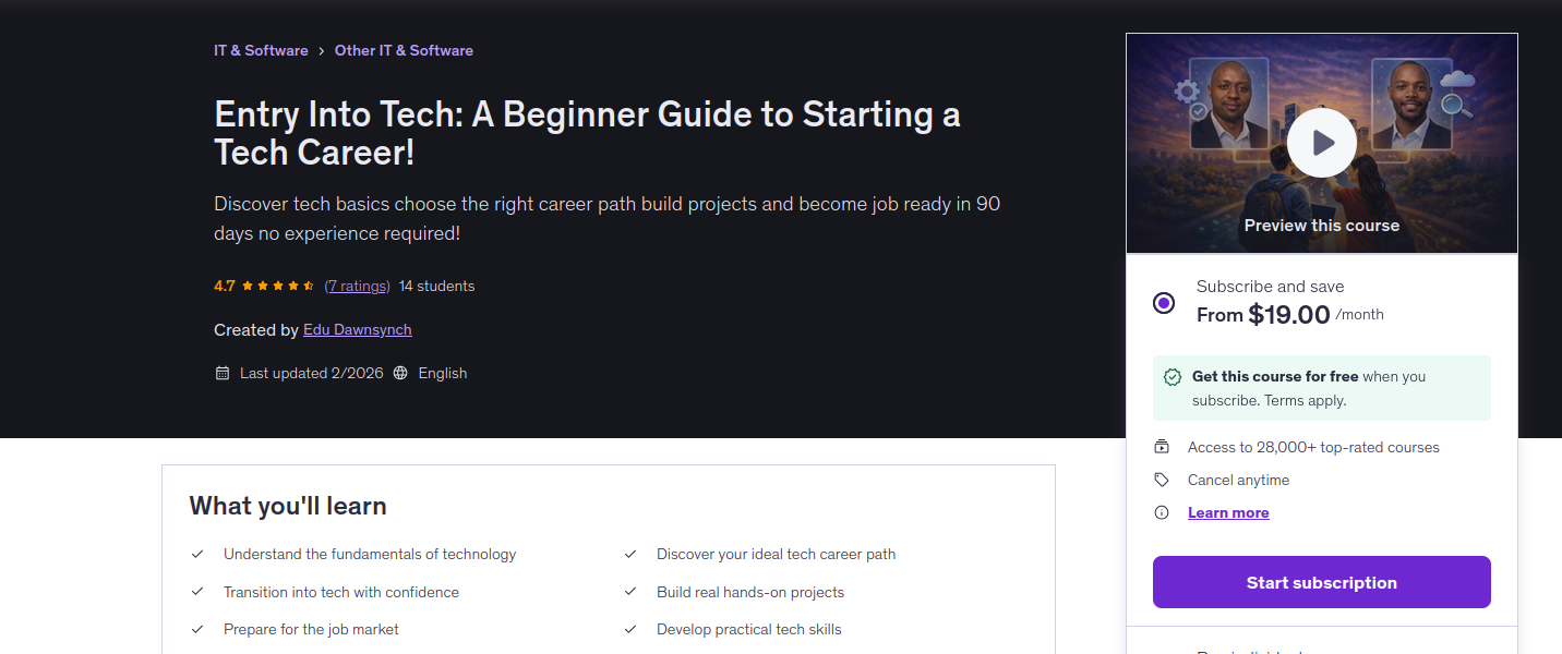 Entry Into Tech course by Edu DawnSynch